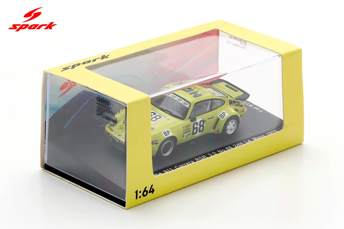 Porsche 911 Carrera RSR 3.0 No.68 24Hs Le Mans 1975 1:64 Spark