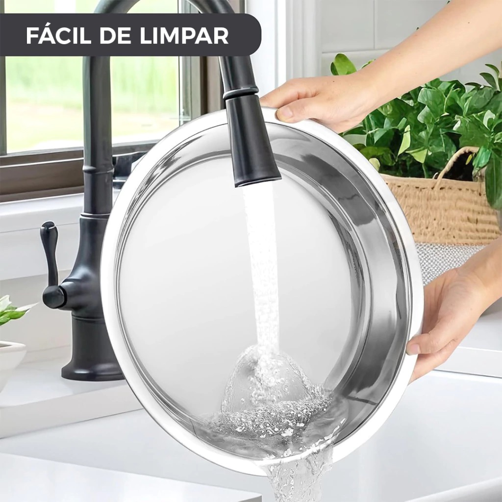 RECHAUD REDONDO DOURADO INOX BANHO 6L E FOGAREIRO