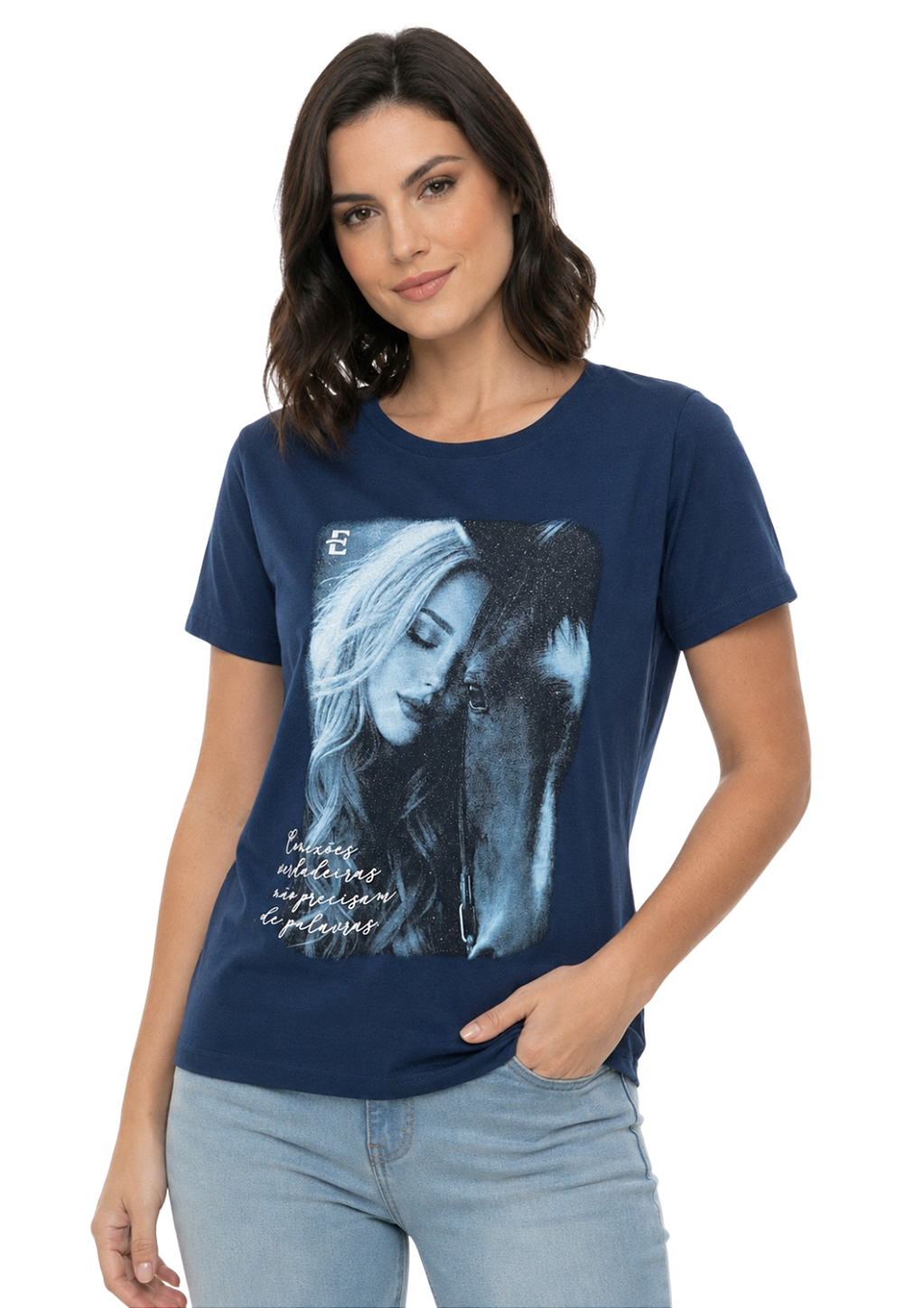 T-Shirt Regular Feminina Paixão Campeira Glitter