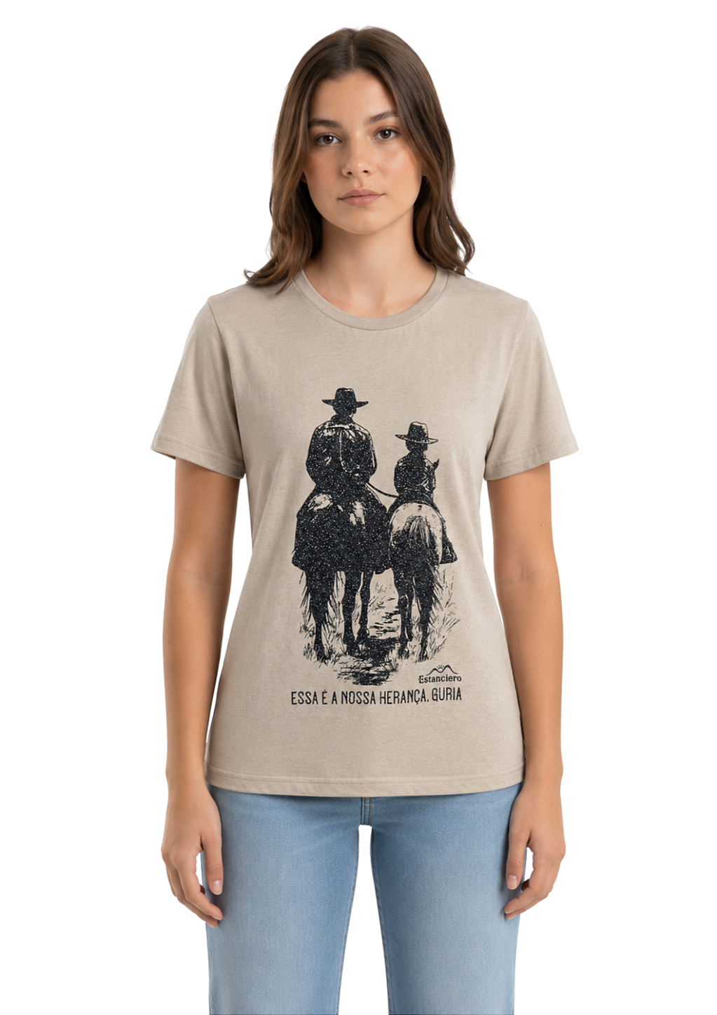 T-Shirt Baby Look Juvenil Feminina Estanciero Nossa Herança Guria