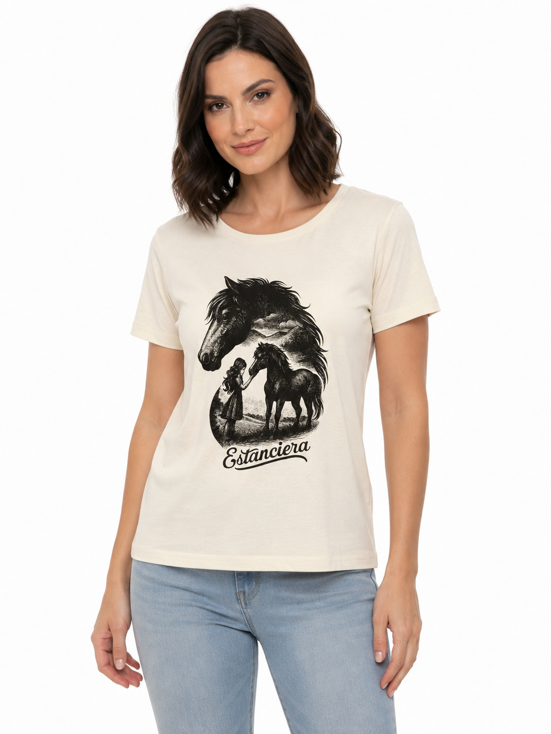 T-Shirt Regular Feminina Estanciero Amizade Potro