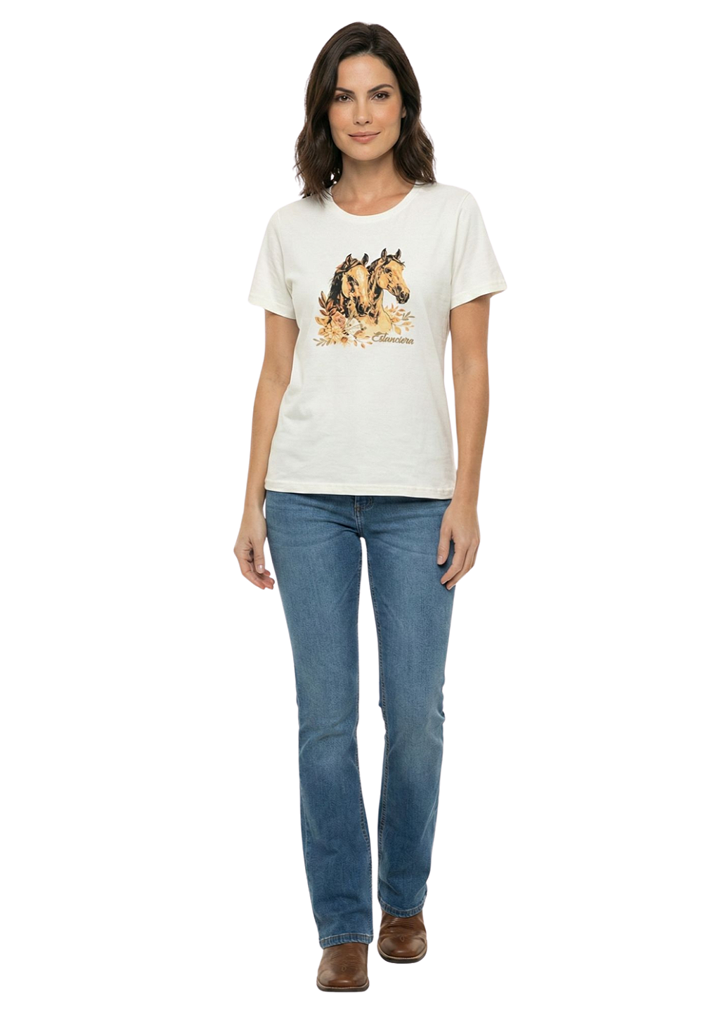 Shirt Feminina Estanciera Cavalo Floral