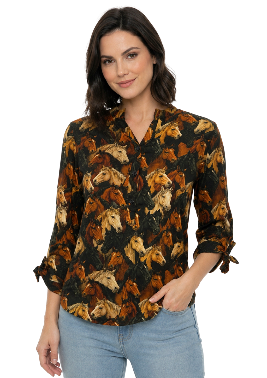Camisa Feminina Estanciero Gola Padre Manga 3/4