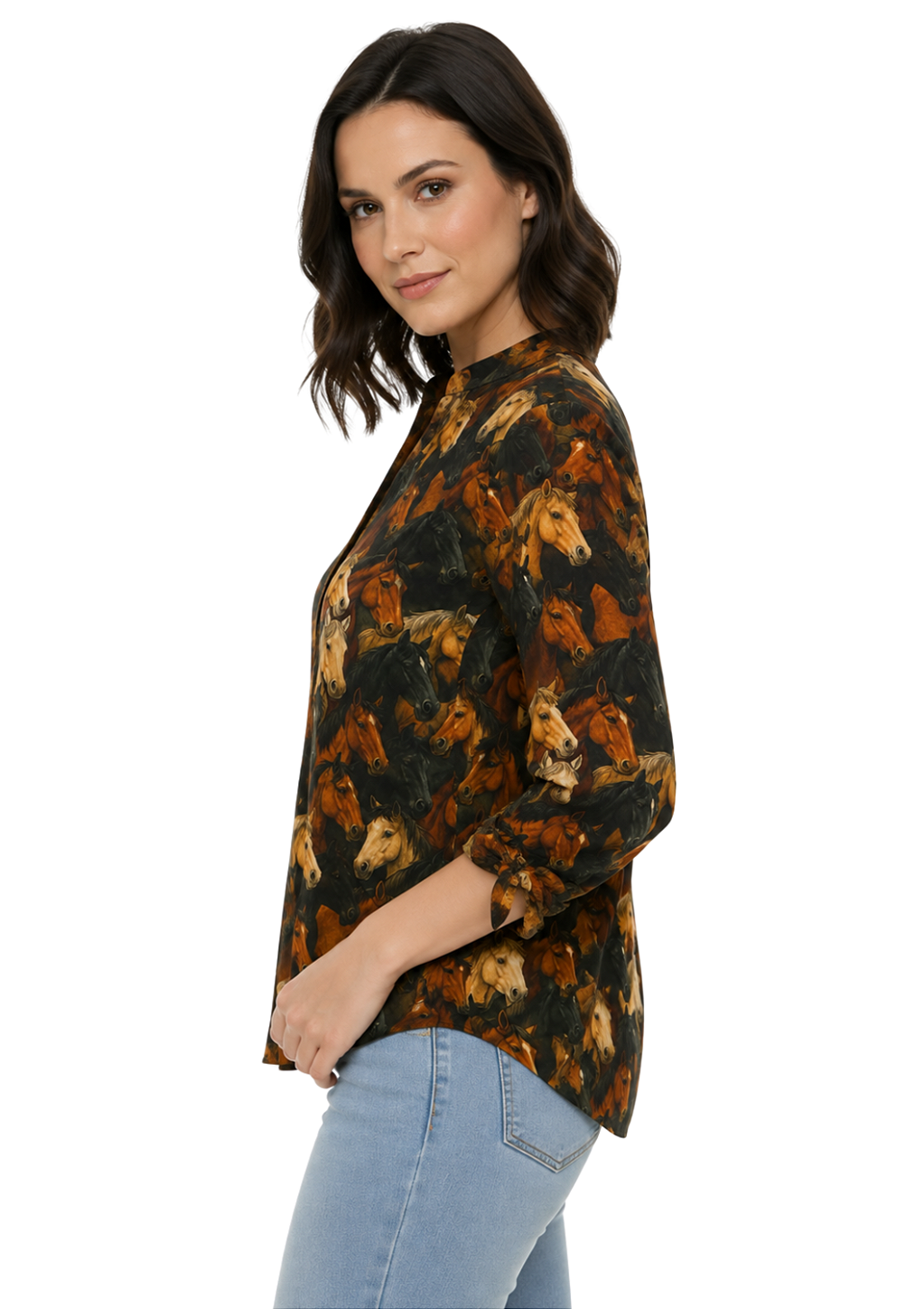 Camisa Feminina Estanciero Gola Padre Manga 3/4