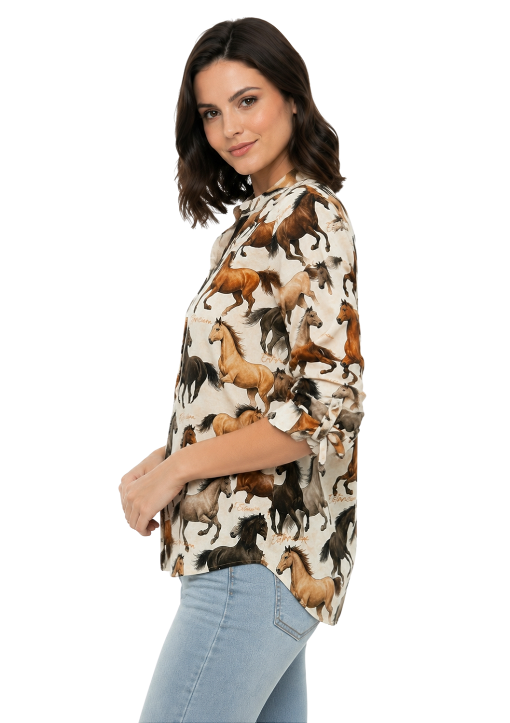 Camisa Feminina Estanciero Gola Padre Manga 3/4