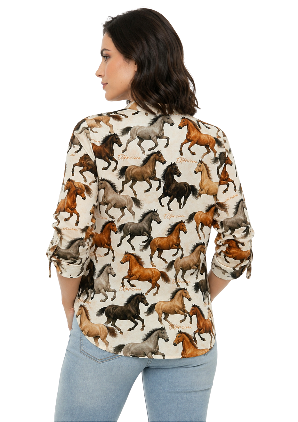 Camisa Feminina Estanciero Gola Padre Manga 3/4