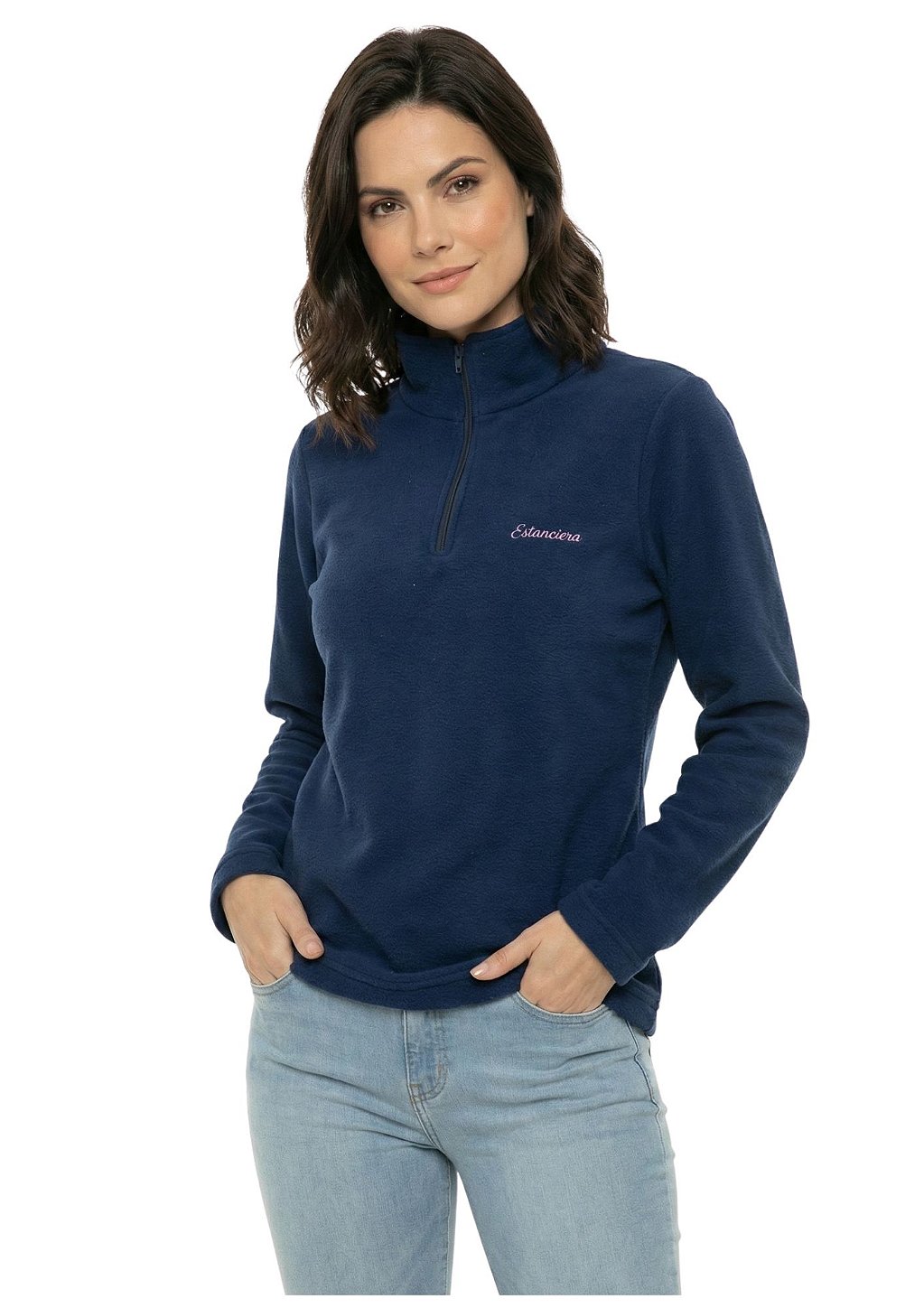 Blusa Microsoft Fleece Feminina Meio Zíper Estanciero