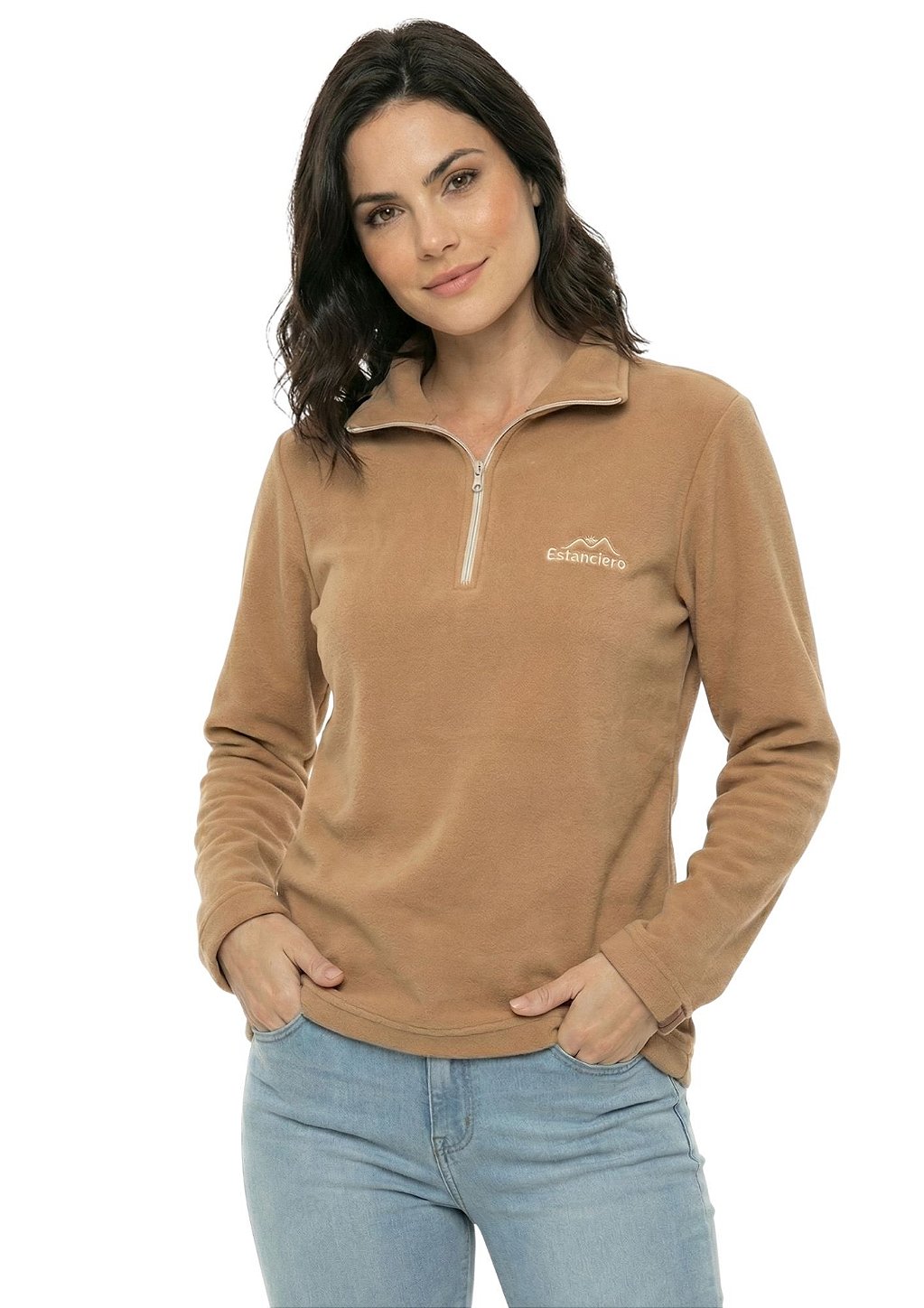 Blusa Microsoft Fleece Feminina Meio Zíper Estanciero