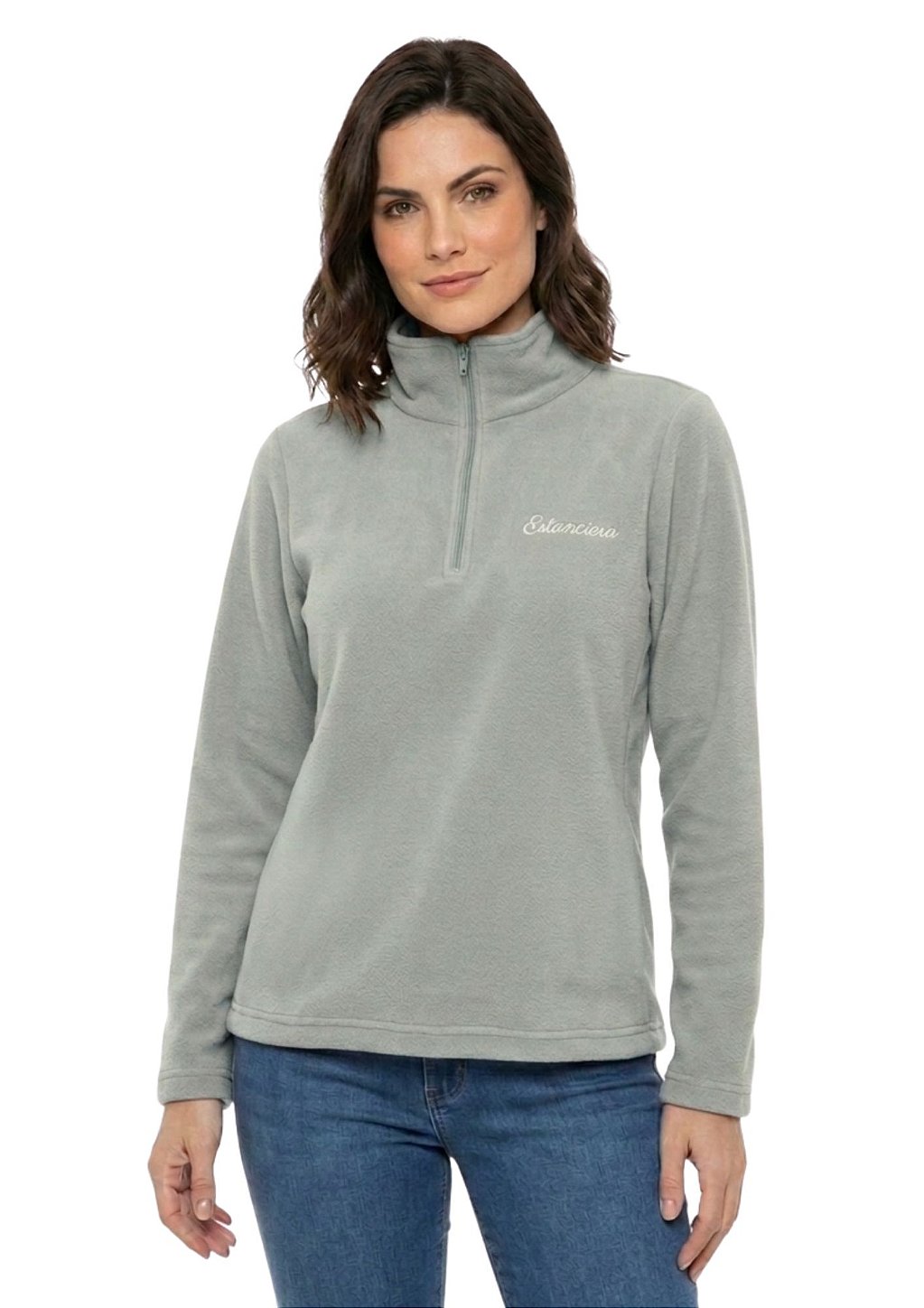 Blusa Microsoft Fleece Feminina Meio Zíper Estanciero