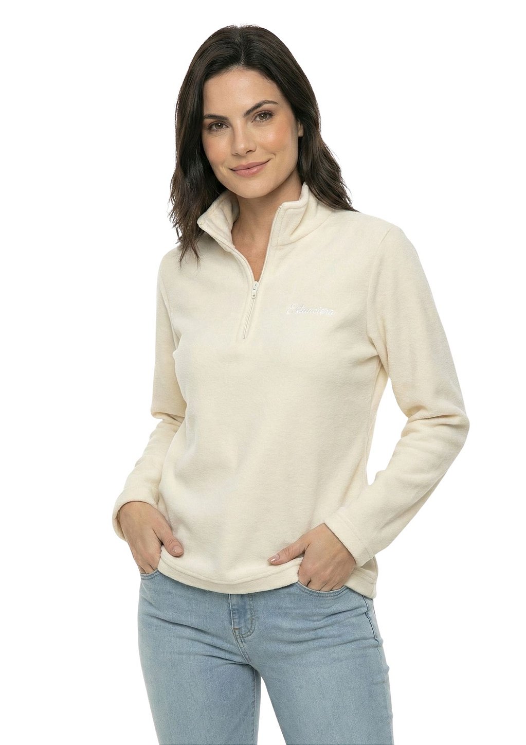Blusa Microsoft Fleece Feminina Meio Zíper Estanciero