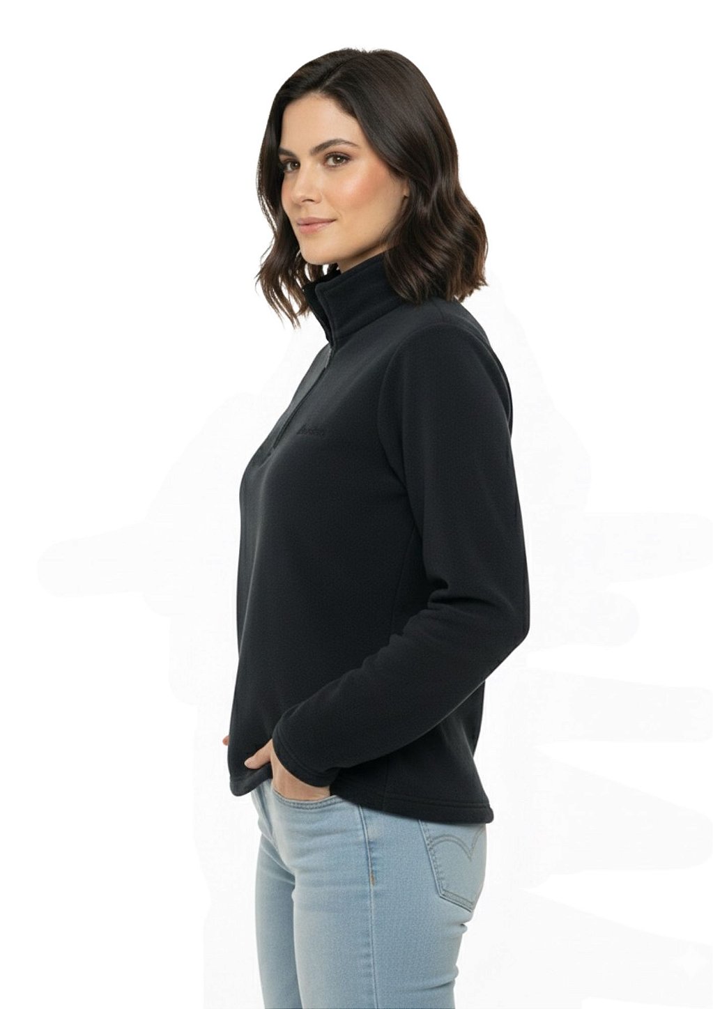 Blusa Microsoft Fleece Feminina Meio Zíper Estanciero
