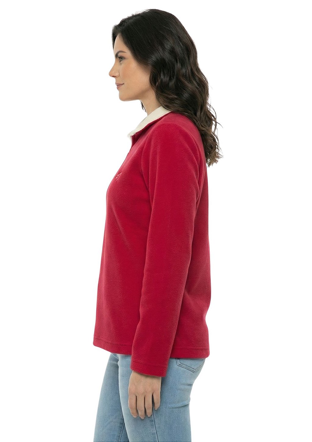 Blusa Microsoft Fleece Feminina Bicolor Meio Zíper Estanciero