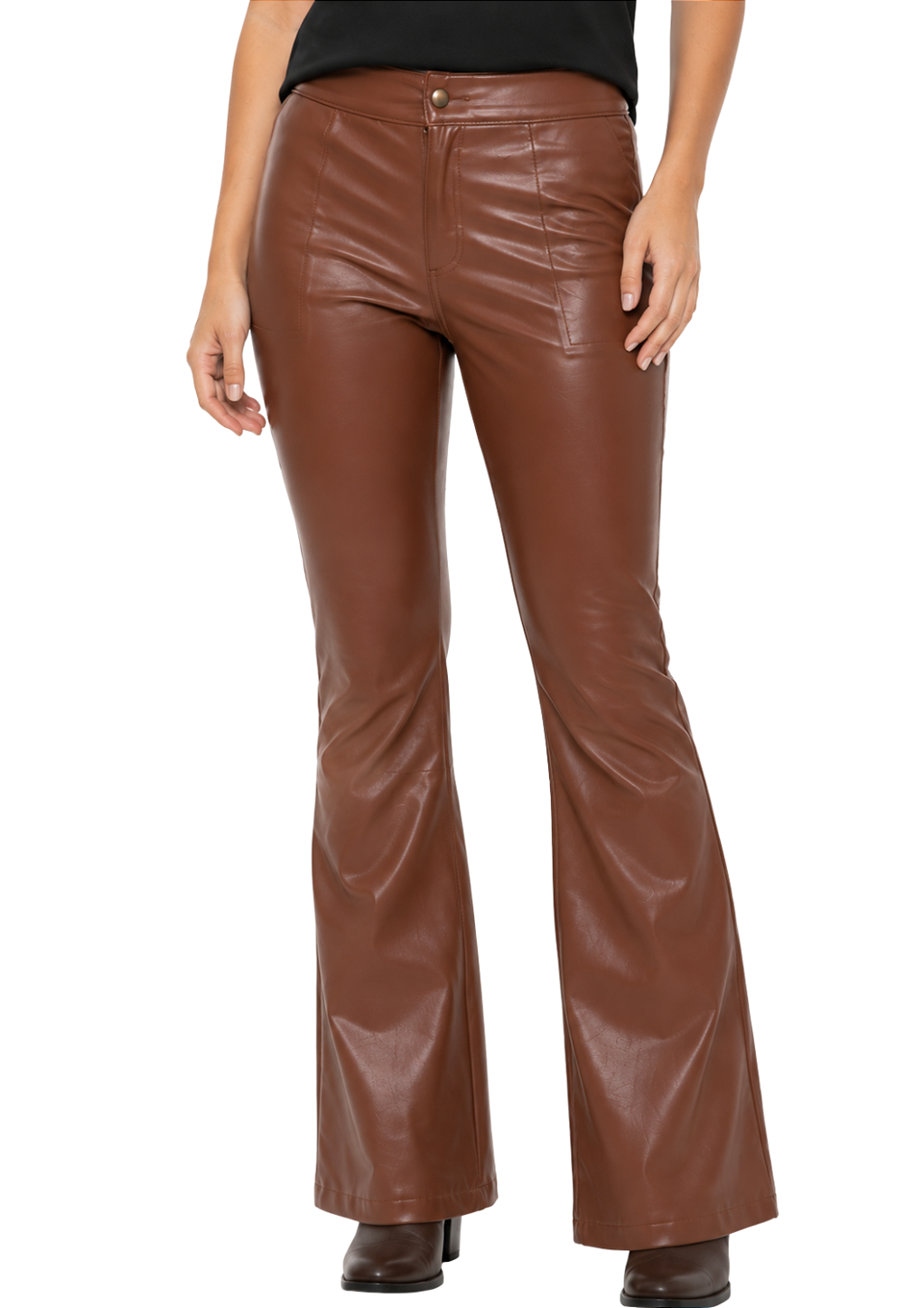 Calça couro pu feminina bootcut estanciero