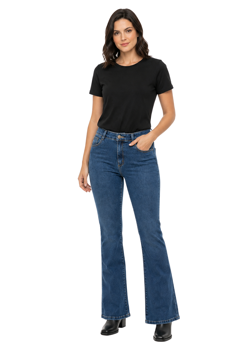 Calça jeans feminina bootcut básica estanciero