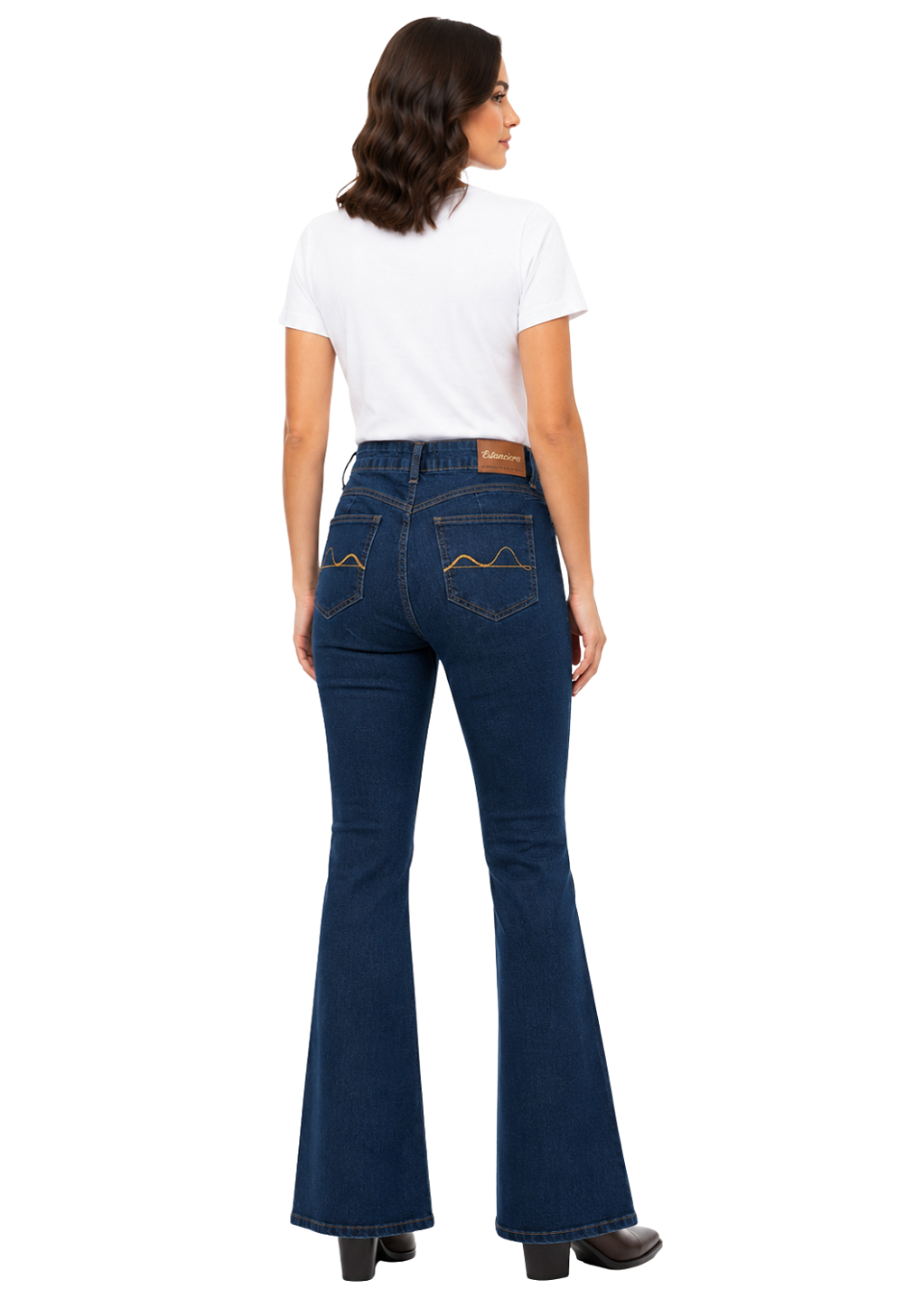 Calça jeans feminina bootcut básica estanciero