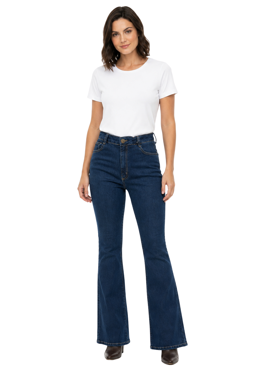 Calça jeans feminina bootcut básica estanciero