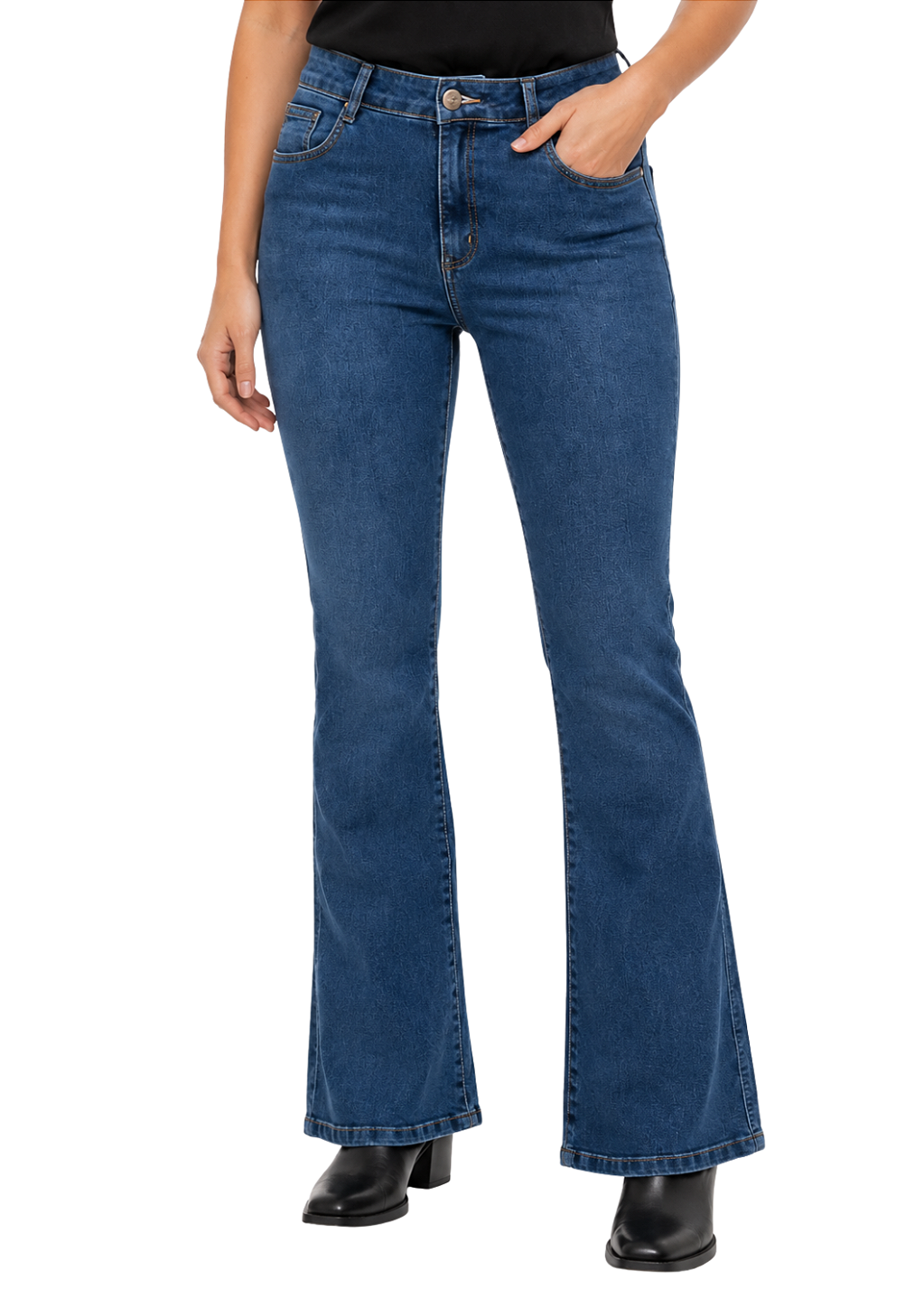 Calça jeans feminina bootcut básica estanciero