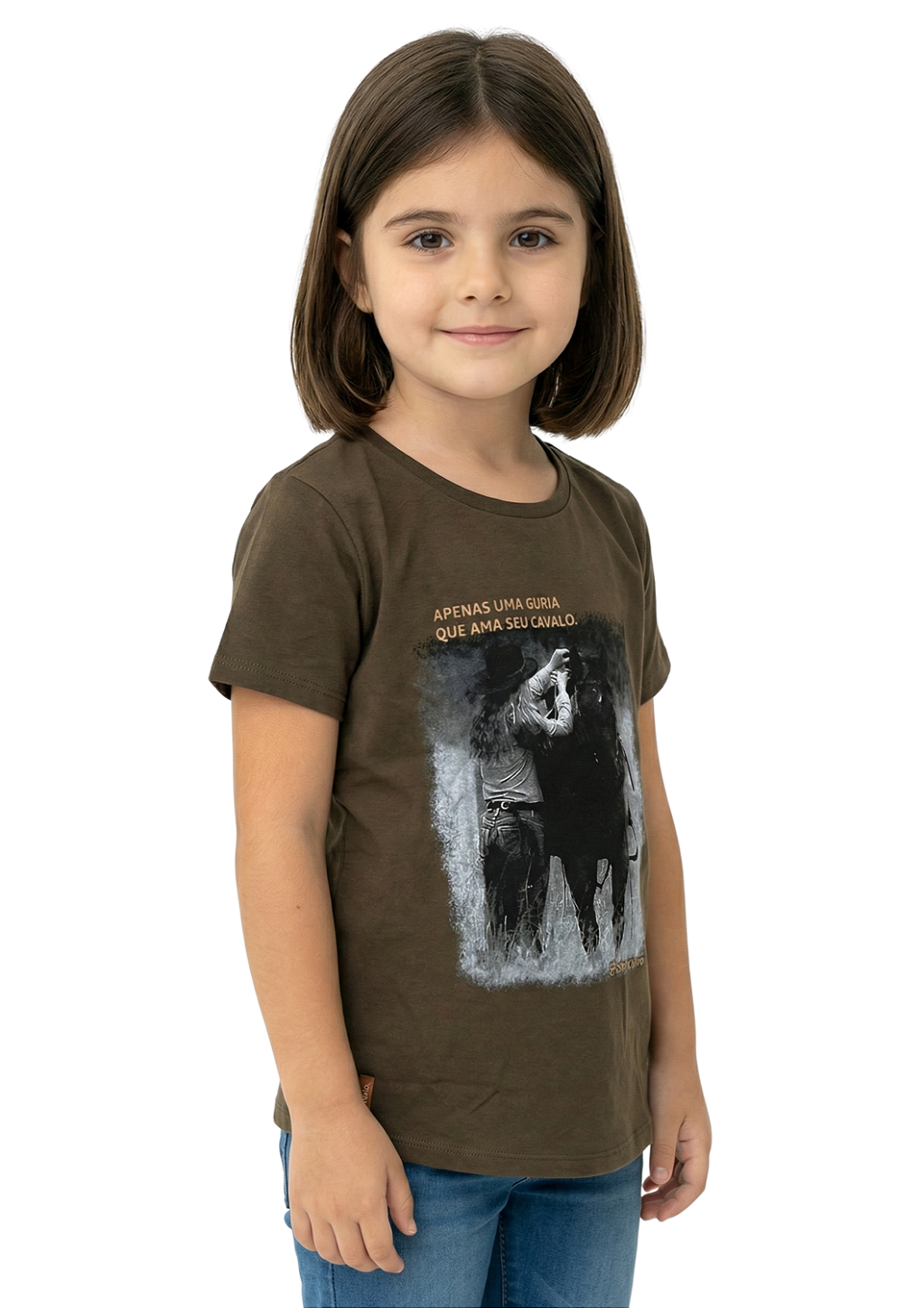 Shirt Infantil Feminina Estanciera Guria Que Ama Seu Cavalo