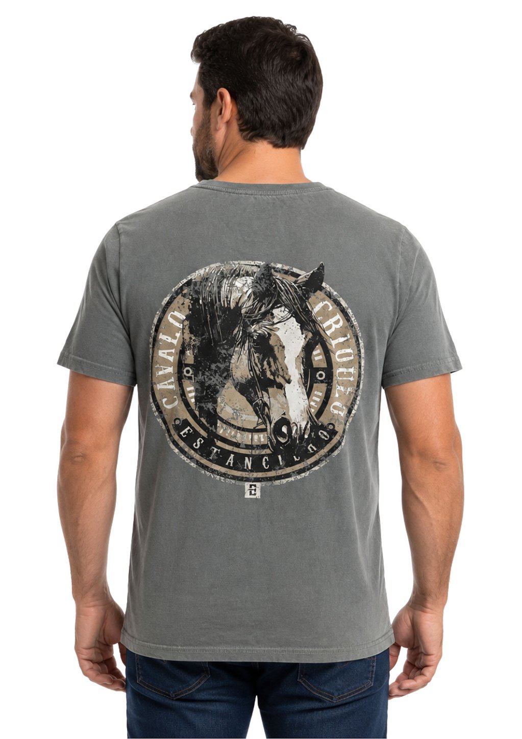 Camiseta Masculina Estanciero Cavalo Crioulo Costas
