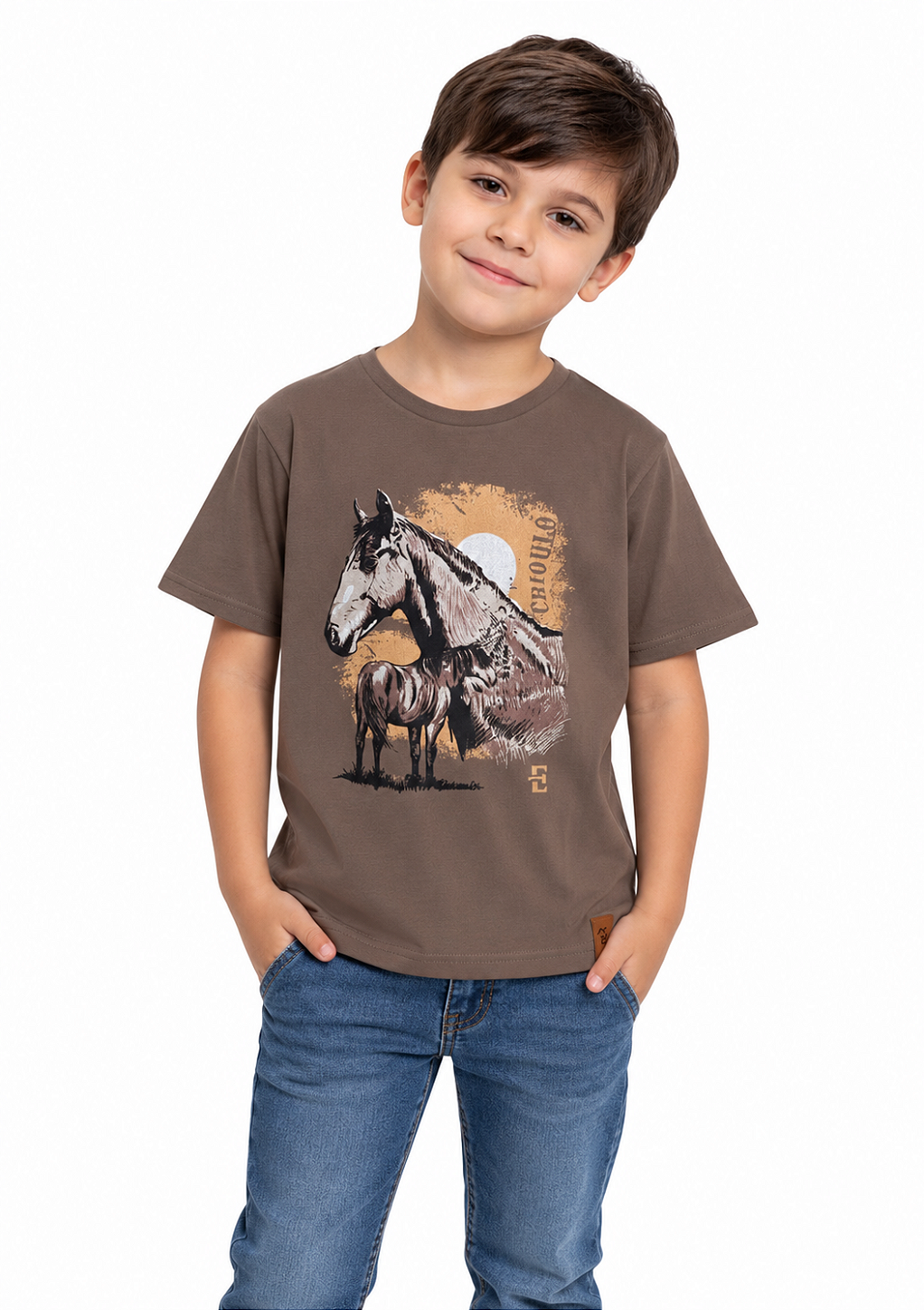 Camiseta Infantil Estanciero Crioula Com Potro