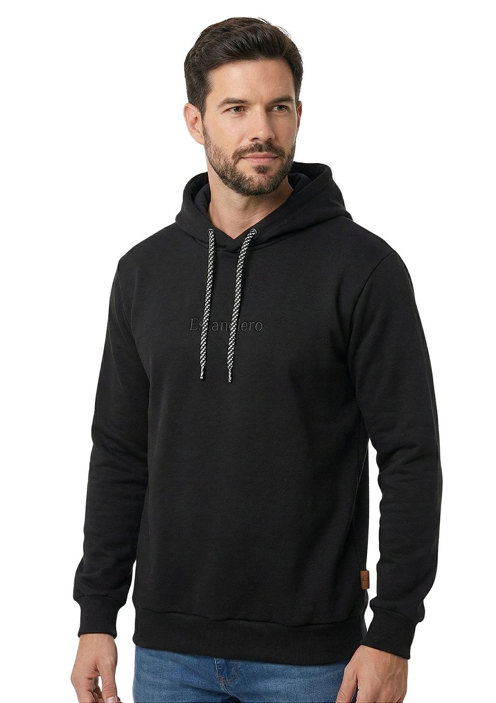 Moletom masculino estanciero bordado com capuz