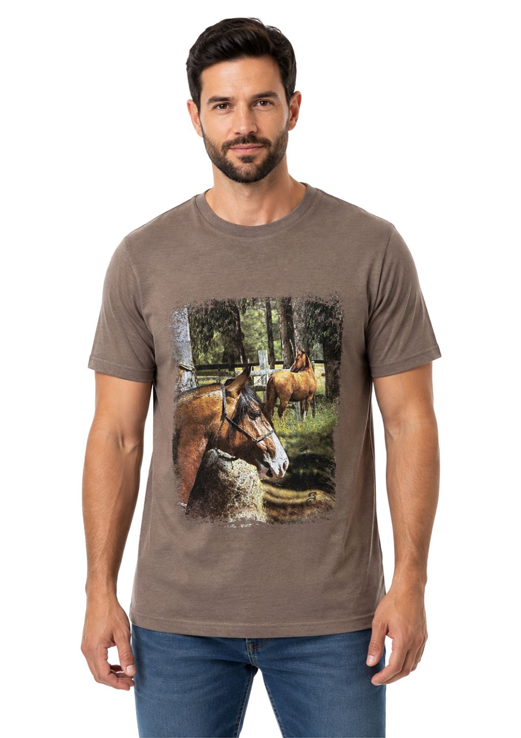 Camiseta Masculina Estanciero Cavalos No Campo