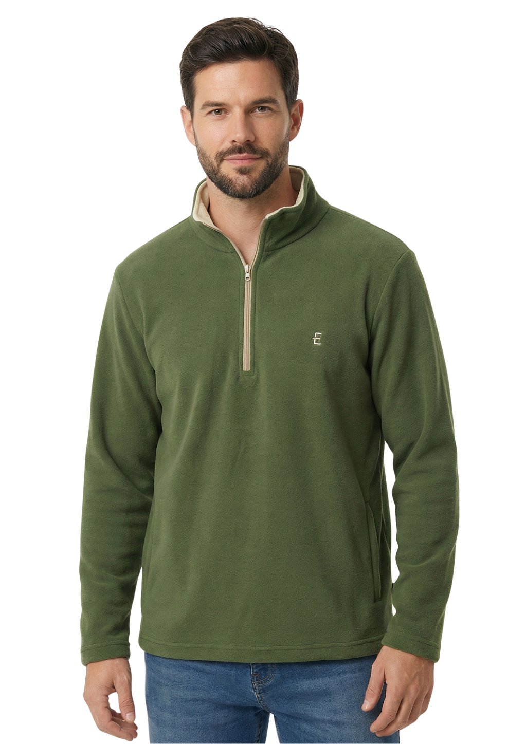 Blusa Microsoft Fleece Masculina Bicolor Meio Zíper Estanciero