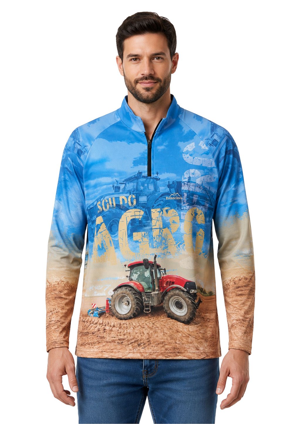 Camisa Manga Longa Estampada Proteção UV Estanciero v8