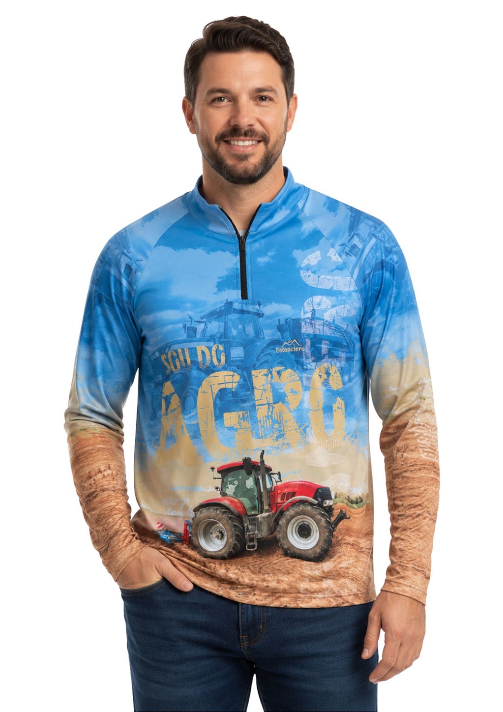 Camisa Manga Longa Estampada Proteção UV Estanciero v8