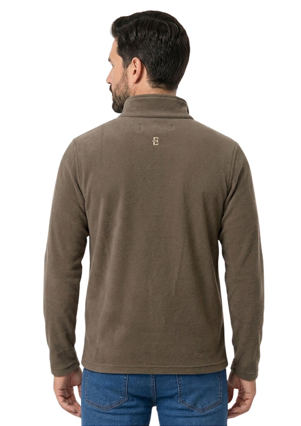 Blusa Microsoft Fleece Masculina Meio Zíper Estanciero Marrom