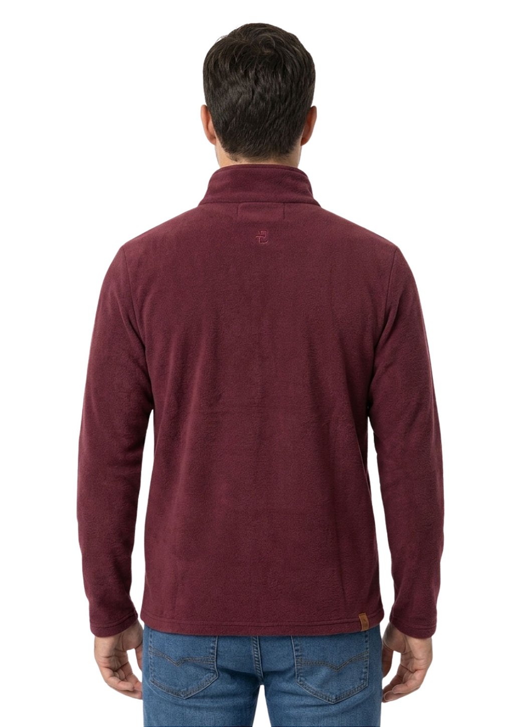 Blusa Microsoft Fleece Masculina Meio Zíper Estanciero Marsala