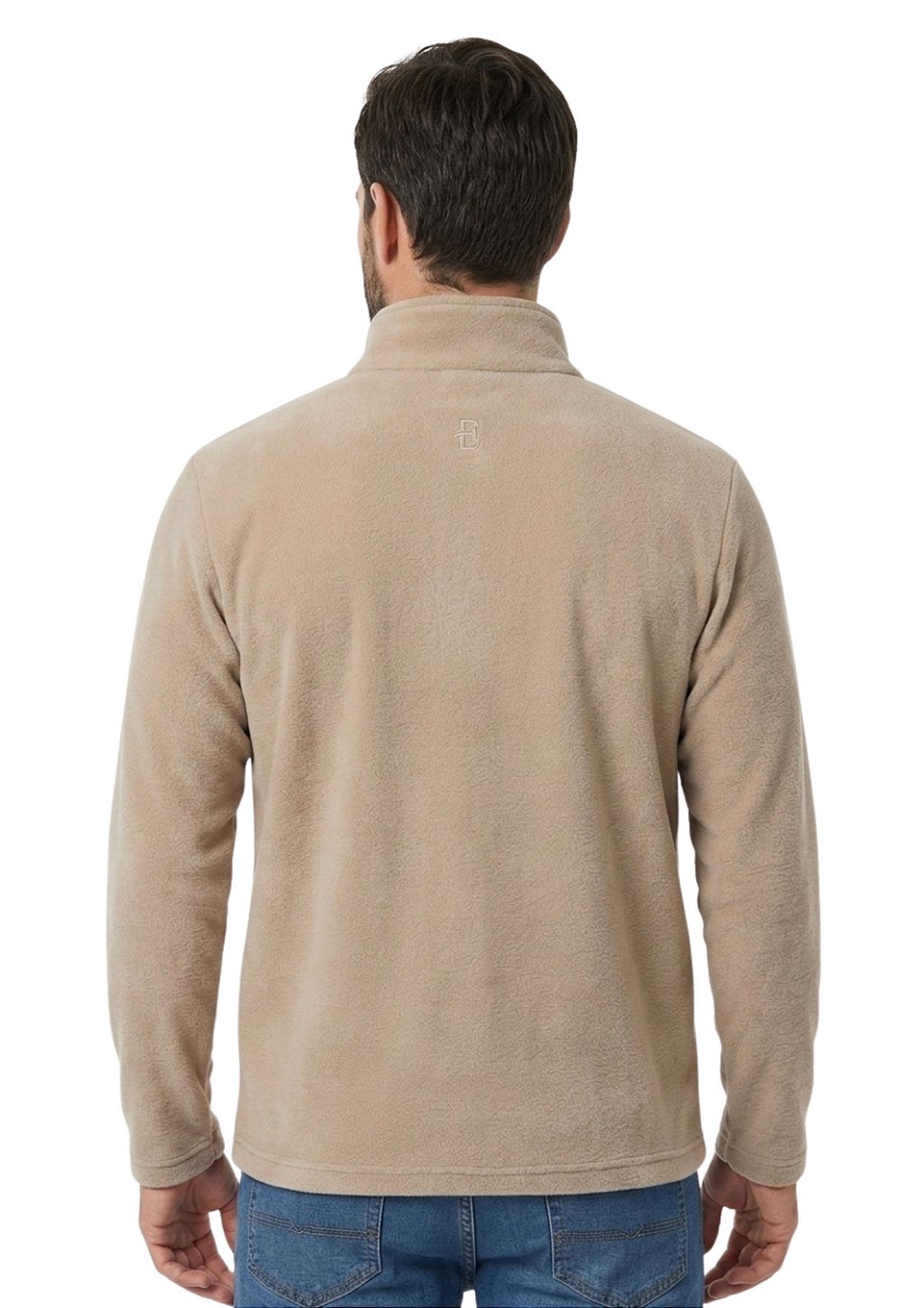 Blusa Microsoft Fleece Masculina Meio Zíper Estanciero Bege