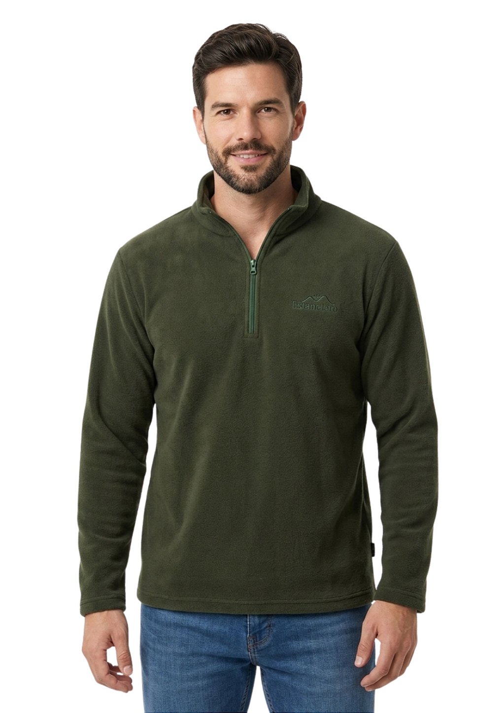 Blusa Microsoft Fleece Masculina Meio Zíper Estanciero Verde