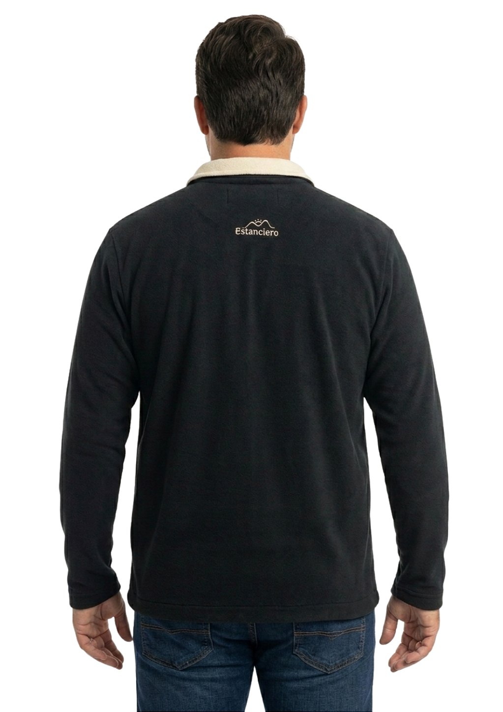 Blusa Microsoft Fleece Plus Size Masculina Bicolor Meio Zíper Estanciero