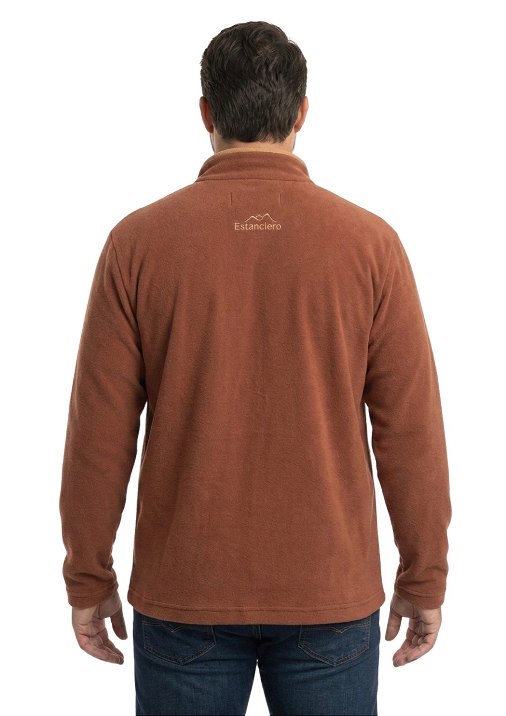 Blusa Microsoft Fleece Plus Size Masculina Bicolor Meio Zíper Estanciero