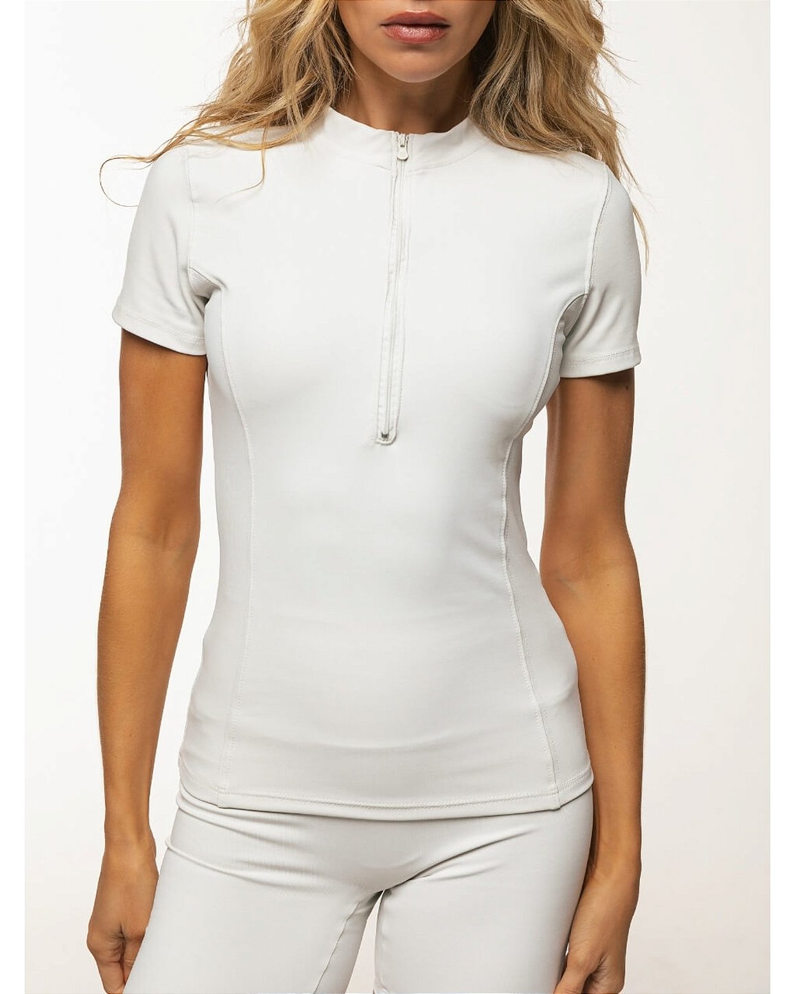 BLUSA MANGA CURTA COM ZÍPER - BRANCO TAPIOCA