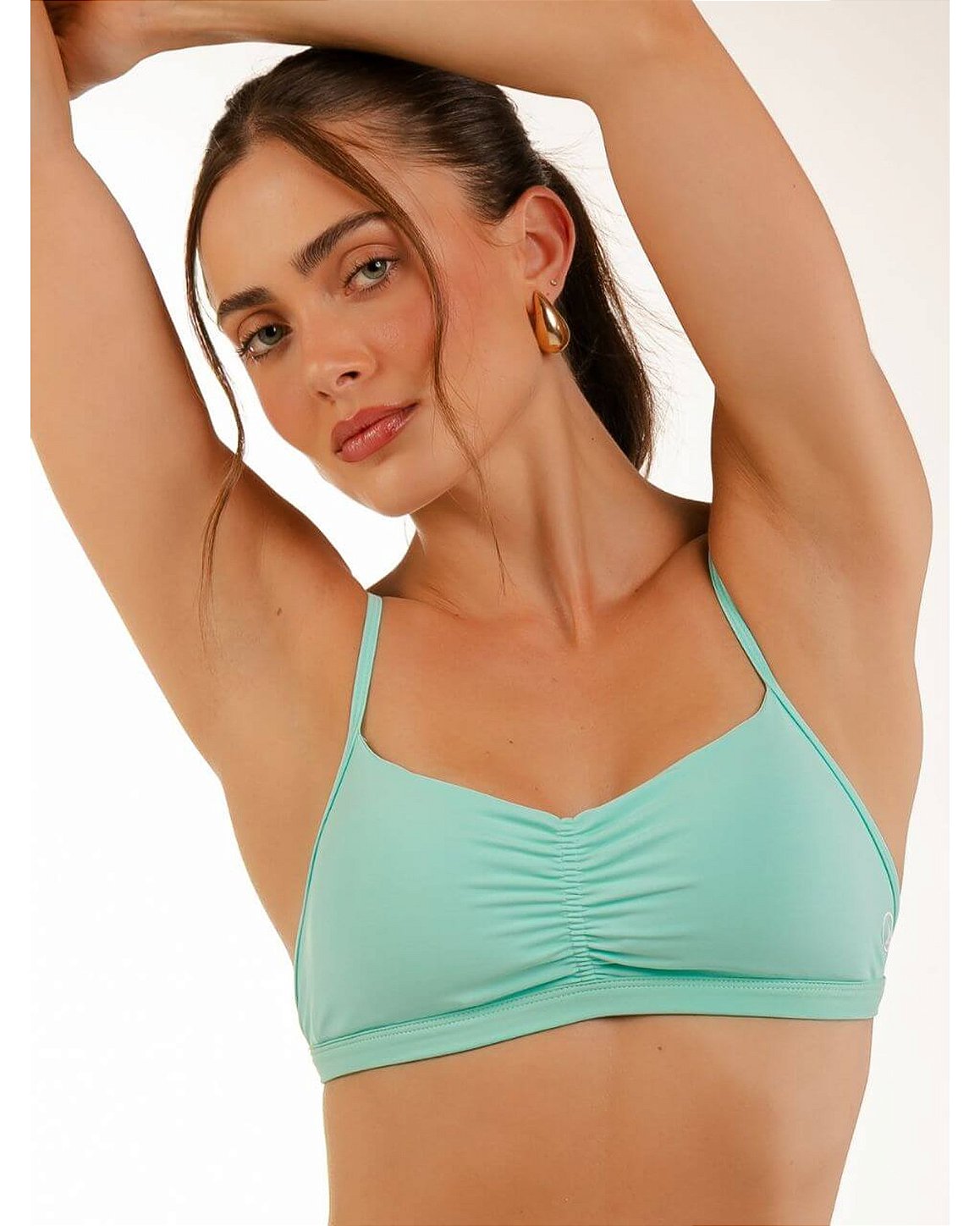 TOP FRANZIDO - AZUL TURQUESA