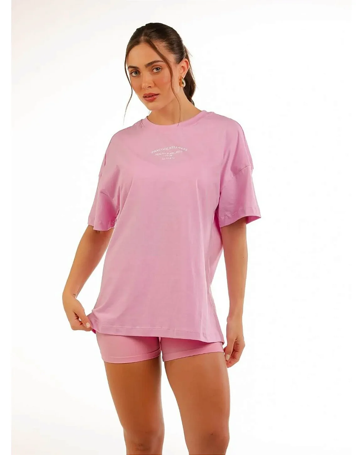 CAMISETA DE MALHA PENTEADA - ROSA MILKSHAKE