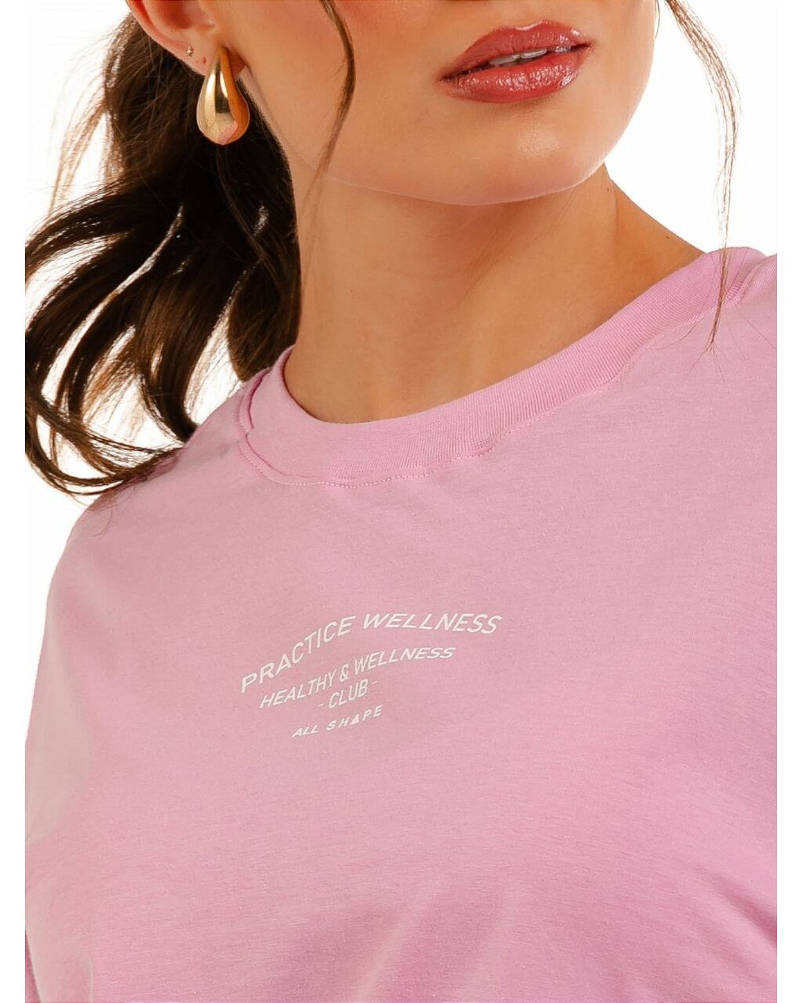 CAMISETA DE MALHA PENTEADA - ROSA MILKSHAKE