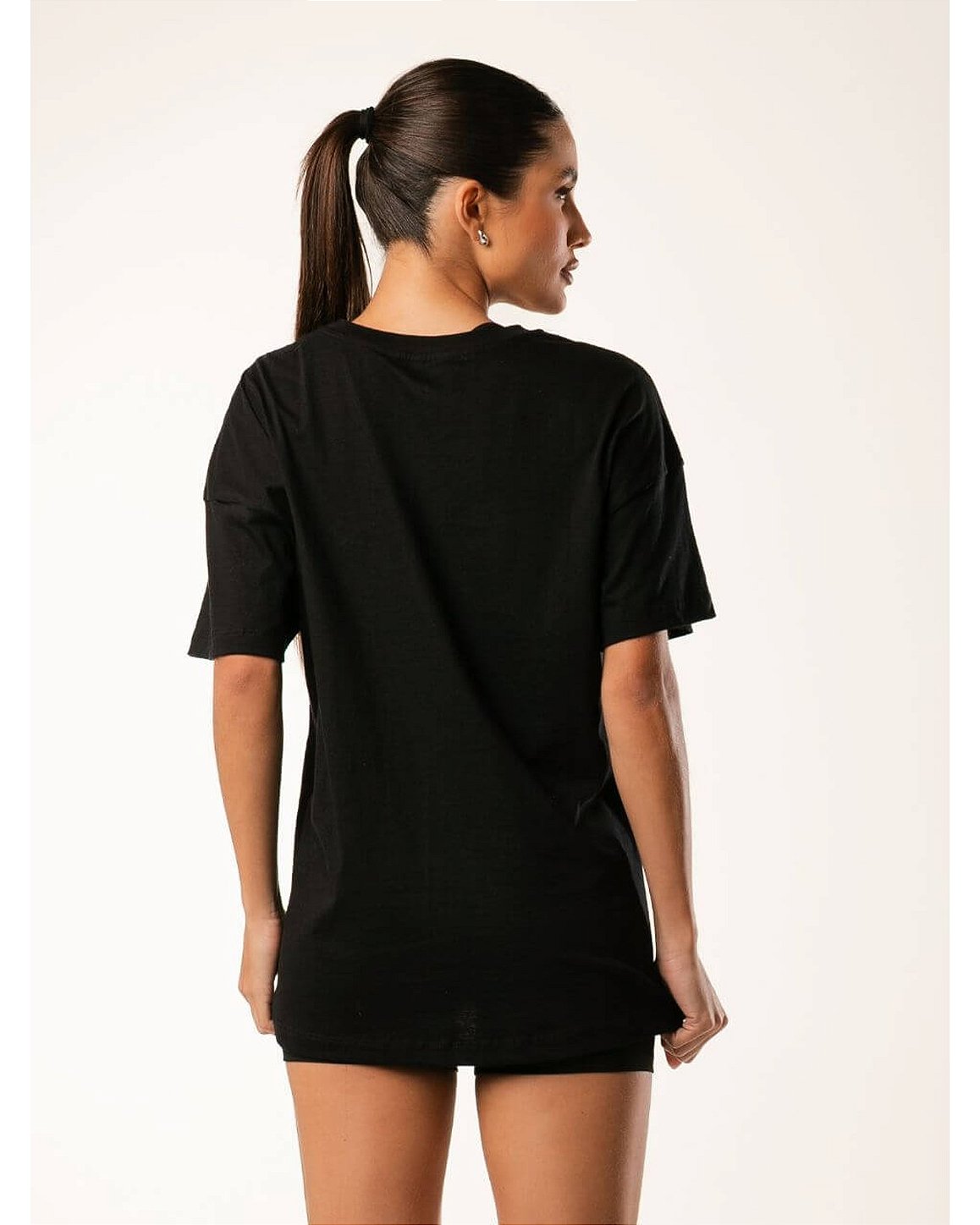 CAMISETA DE MALHA PENTEADA - PRETO