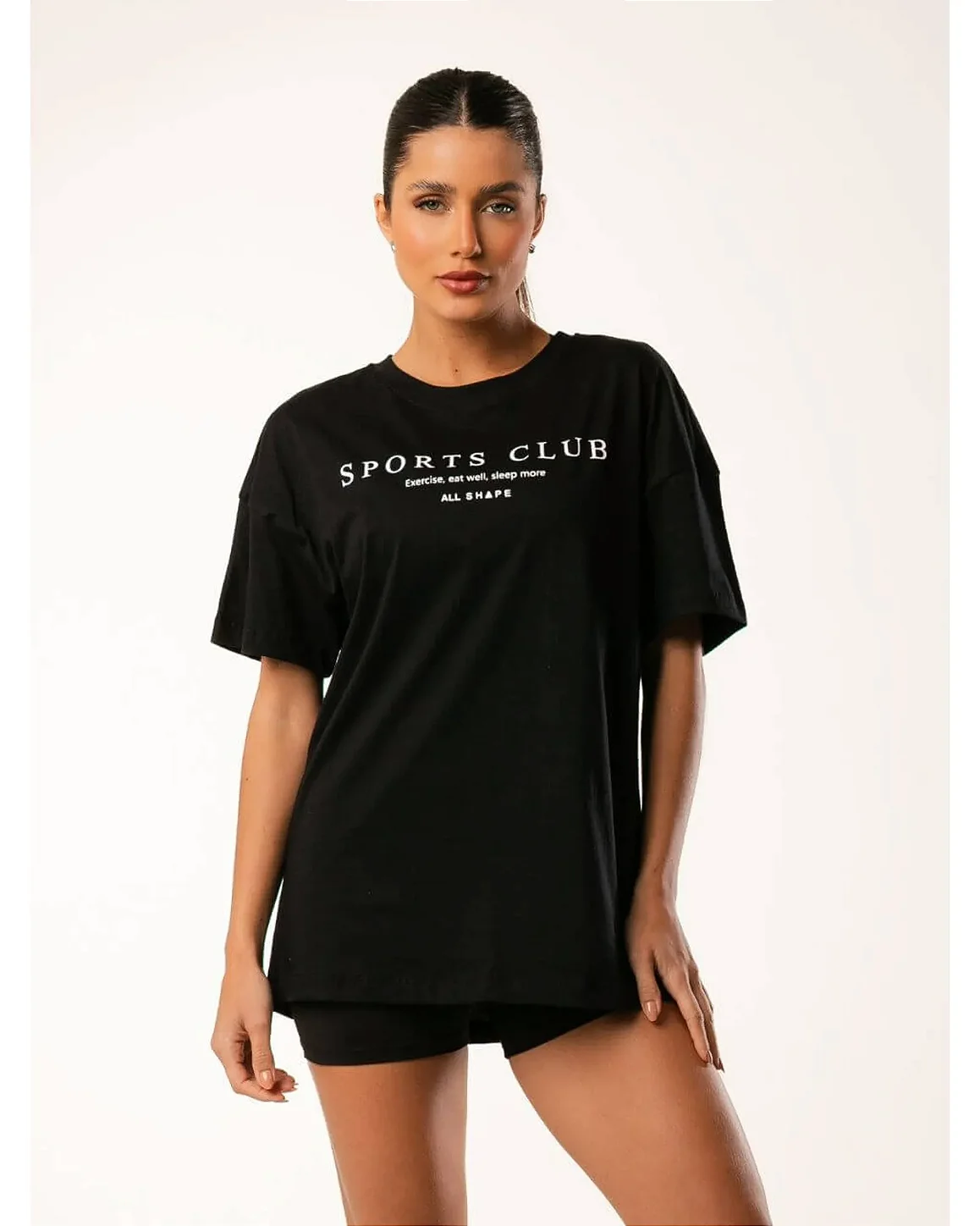 CAMISETA DE MALHA PENTEADA - PRETO