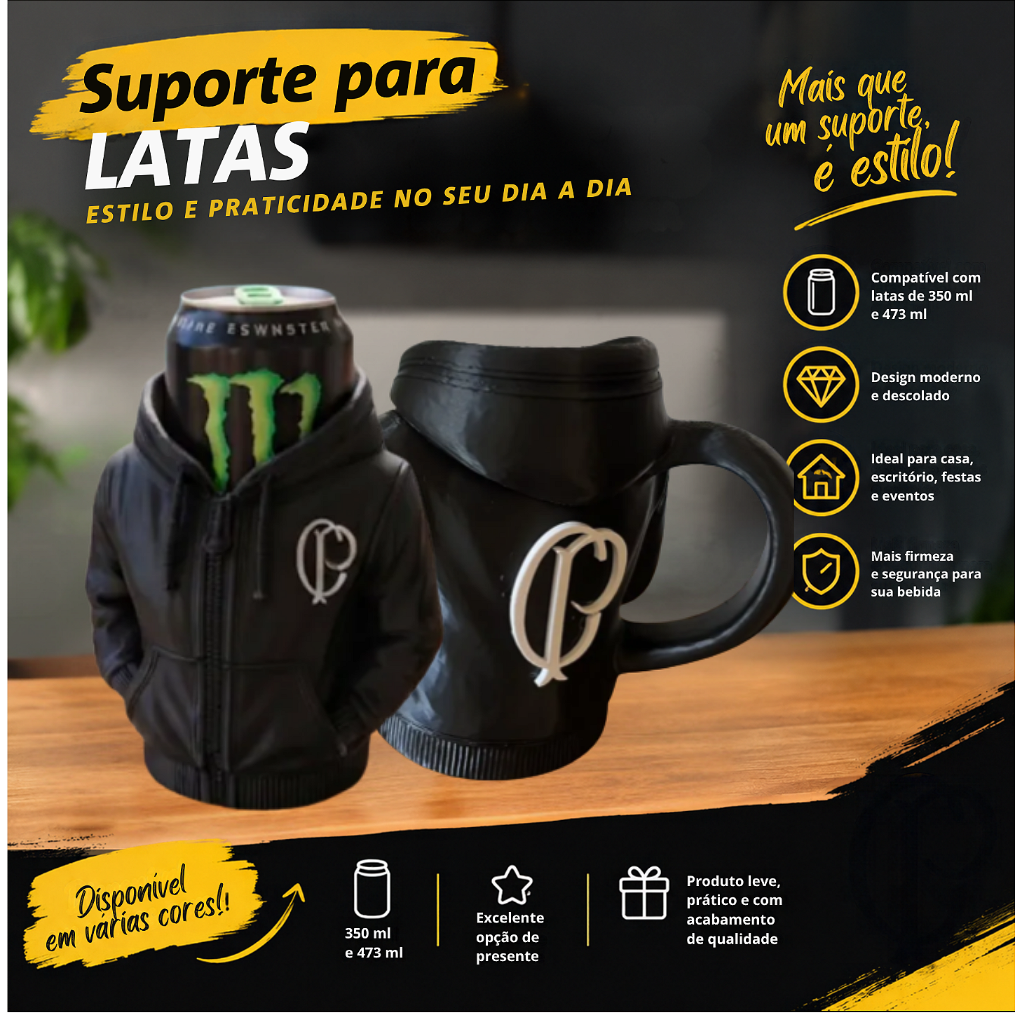 Porta Lata moletom 350ml Corinthians 3D