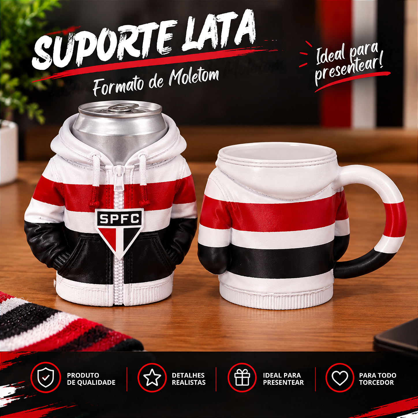 Porta Lata Moletom São Paulo F.C. 350ml 3D
