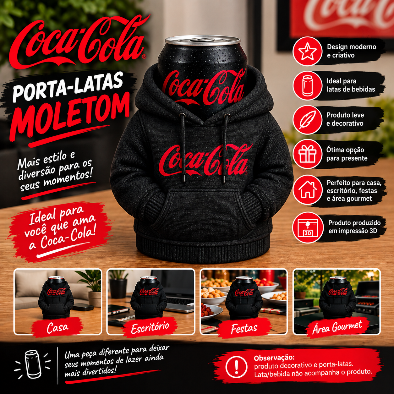 Porta Lata Moletom Coca-Cola 350ml 3D