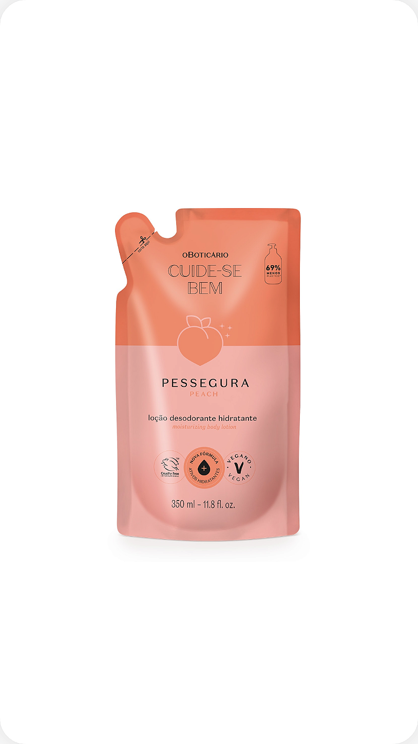 Refil Loção Desodorante Hidratante Corporal Cuide-se Bem Pessegura 350ml
