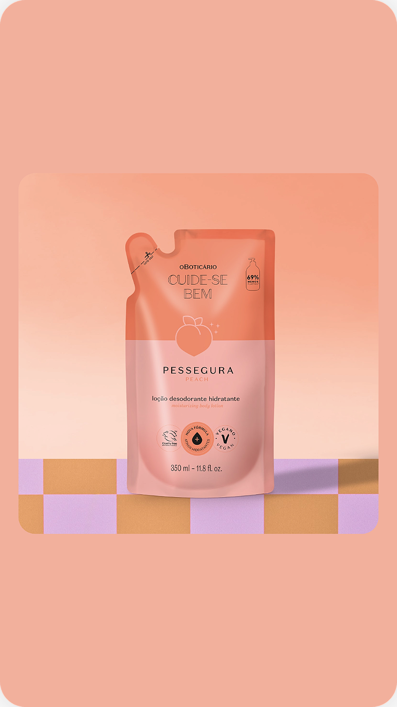 Refil Loção Desodorante Hidratante Corporal Cuide-se Bem Pessegura 350ml