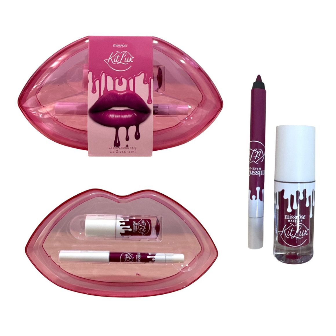 Kit Lux Lip Gloss e Lápis Lábial Miss Rosê