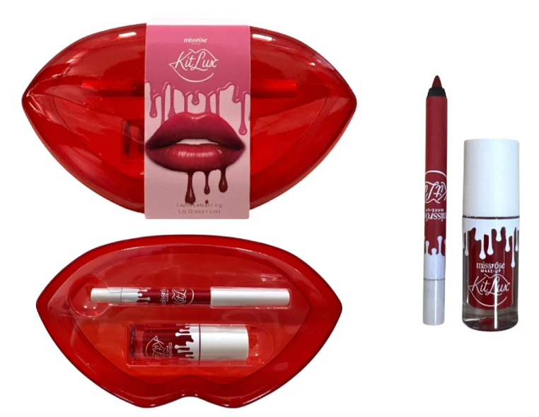 Kit Lux Lip Gloss e Lápis Lábial Miss Rosê