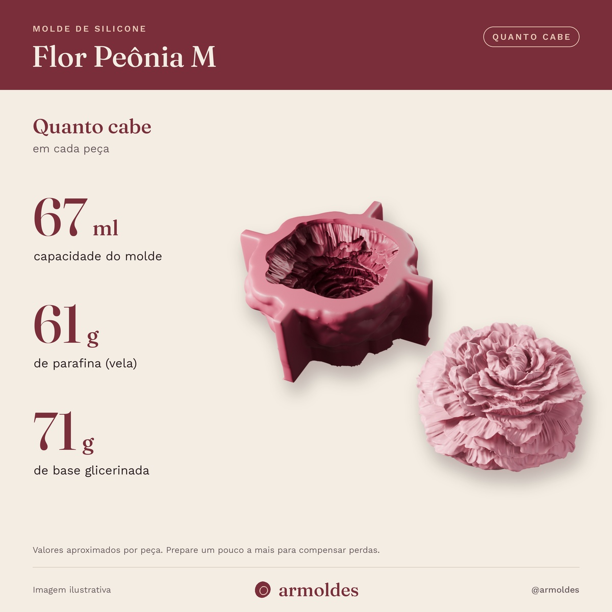 Molde de Silicone Flor Peônia M