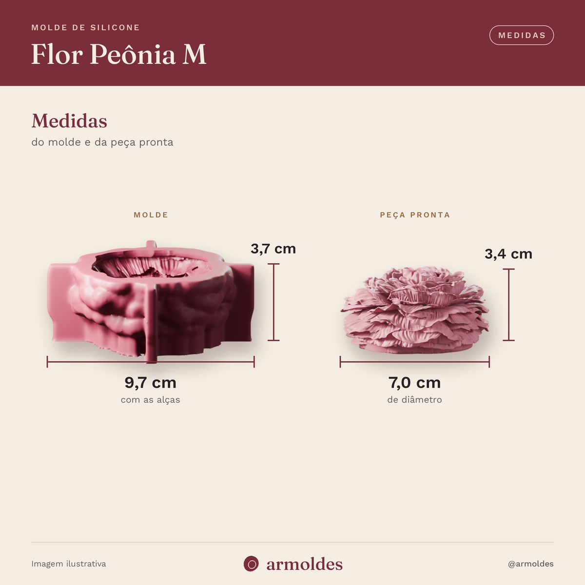 Molde de Silicone Flor Peônia M